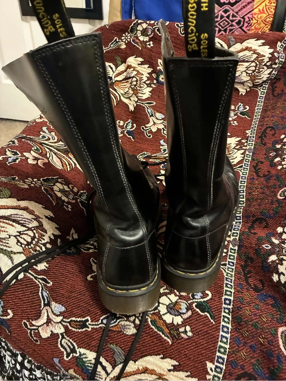 Dr. Martens Black Leather High Lace-Up Combat Boots 14 eye